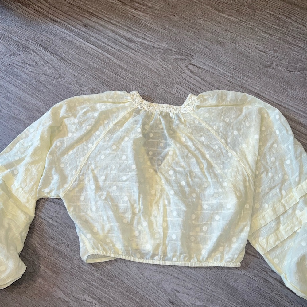 Free People Long Sleeve Yellow Bubble Sleeve Top with Buttons - Picture 9 of 10